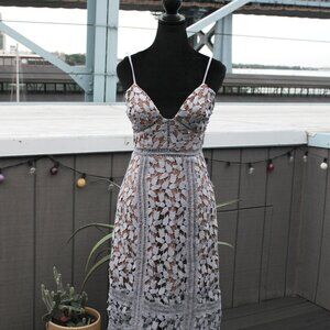 'Arabella' Midi-Dress in Smoked Lilac Inspired by Self-Portrait